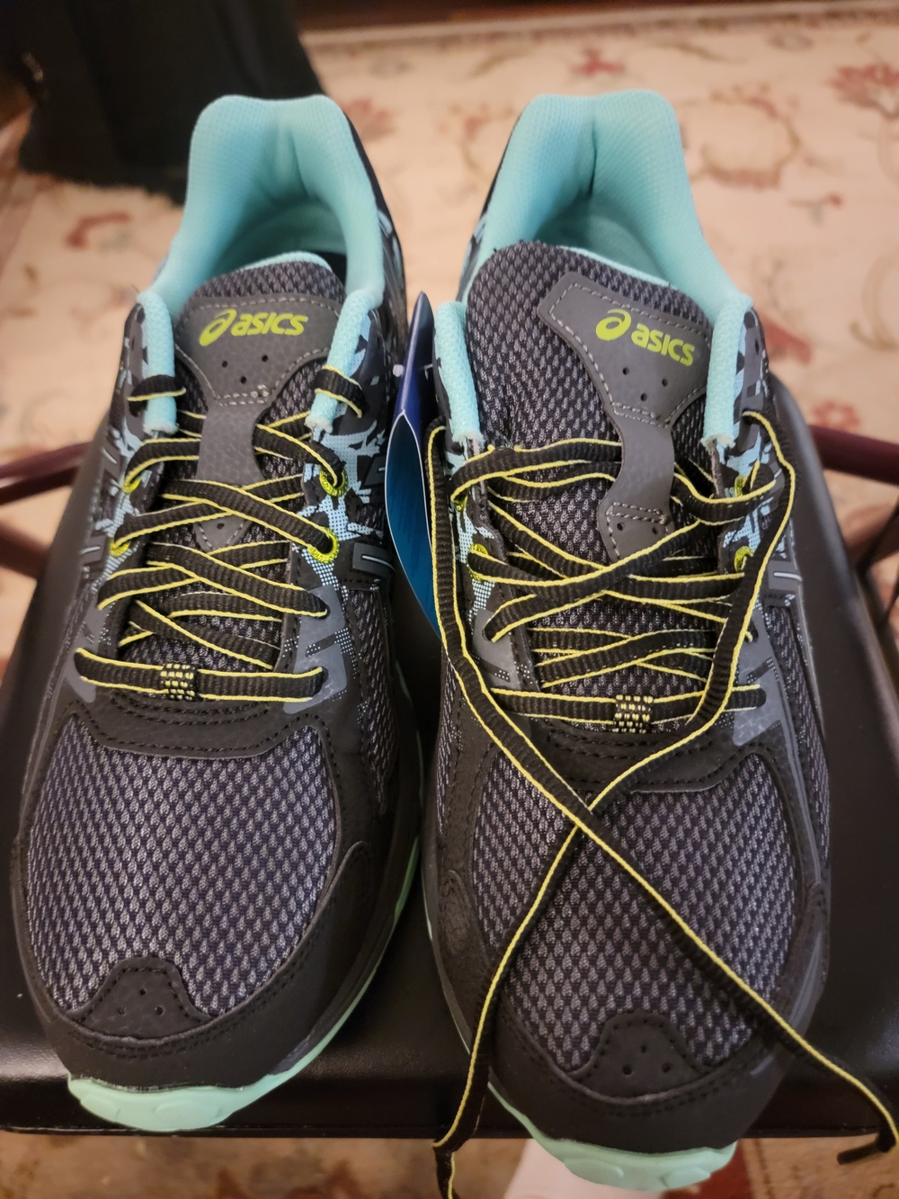 NEW NWT ASICS Women's Black,Carbon & Neon Lime Athletic Running Shoes Sz 11m